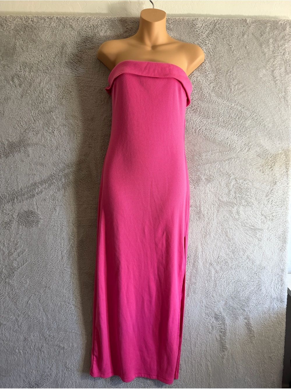 Olia ribbed Strapless Pink Maxi Dress M